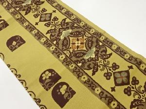 縞に蝶・花唐草・幾何学模様織出し名古屋帯